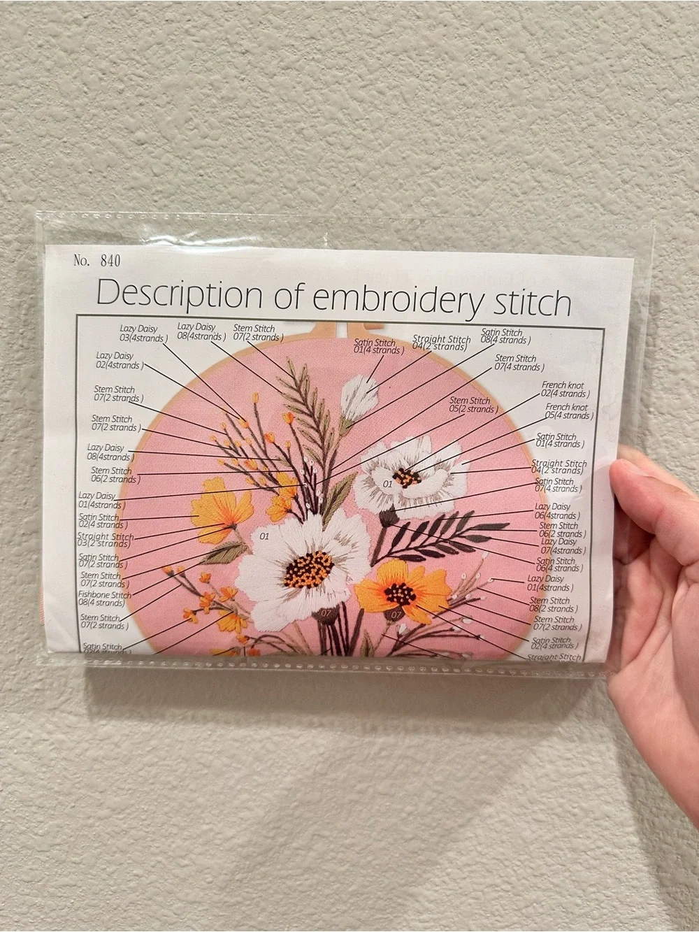 New 3-Piece Floral Embroidery Kit Set with Hoops, Floss & Guides
